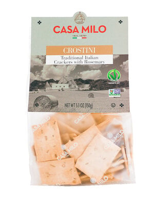 Casa Milo Crostini Traditional Italian Crackers Rosemary 5.3oz Bag, Italy
