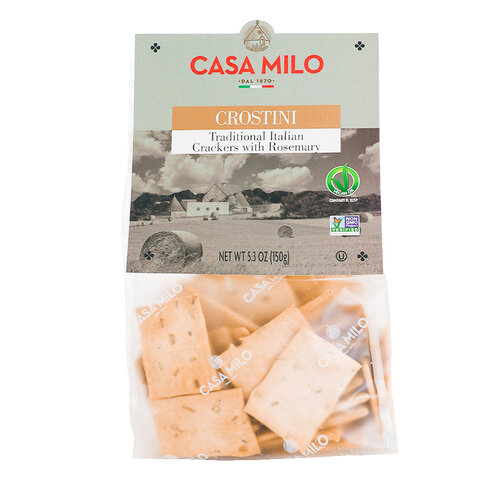 Casa Milo Crostini Traditional Italian Crackers Rosemary 5.3oz Bag, Italy