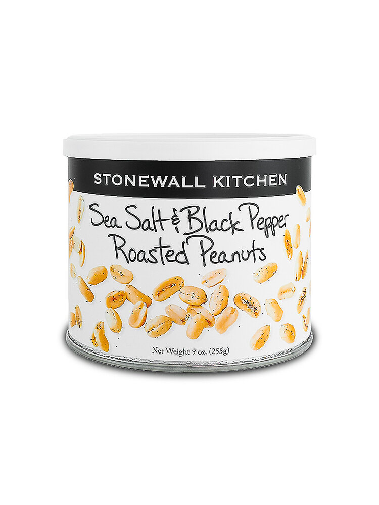 Stonewall Kitchen Sea Salt & Black Pepper Roasted Peanuts 9oz Container, Maine