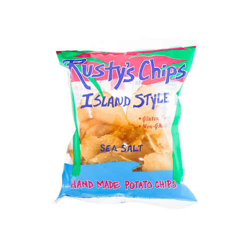 Rusty's Chips "Island Style" Sea Salt Hand Made Potato Chips 3oz Bag, Huntington Beach, California