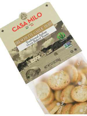 Casa Milo Garlic Herb Traditional Italian Oven Baked Toasts 5.3oz Bag, Italy