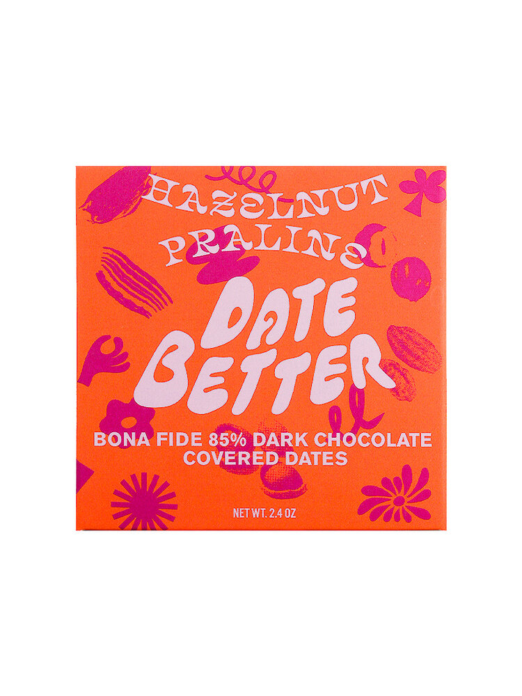 Date Better "Hazelnut Praline" Dark Chocolate Covered Dates 2.4oz Box