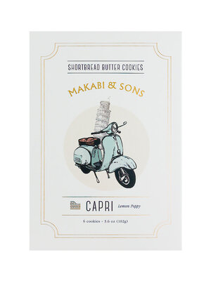 Makabi & Sons "Capri" Lemon Poppy Shortbread Butter Cookies 3.6oz Box, West Hollywood, California