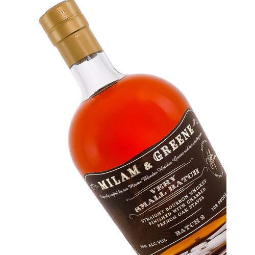 Milam & Greene Straight Bourbon Whiskey Finished With Charred French Oak Staves, Distilled In Kentucky & Tennessee, Bottled In Texas