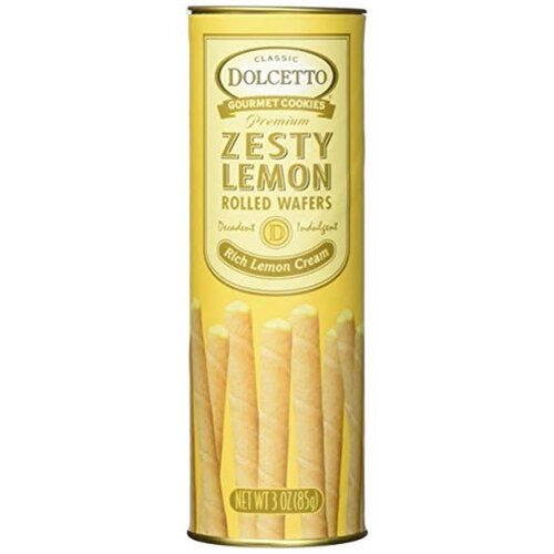 Dolcetto Rolled Wafers Zesty Lemon 3oz Tin Can Dolcetto Rolled Wafers Zesty Lemon 3oz Tin Can