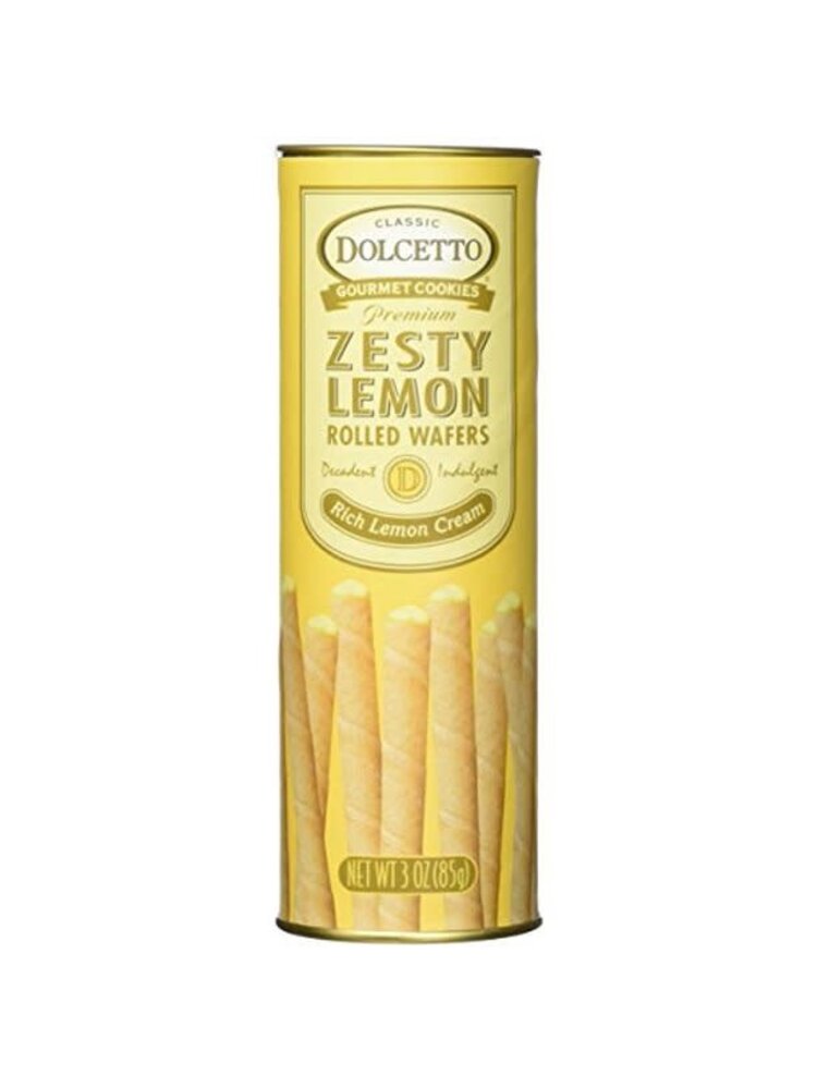 Dolcetto Rolled Wafers Zesty Lemon 3oz Tin Can