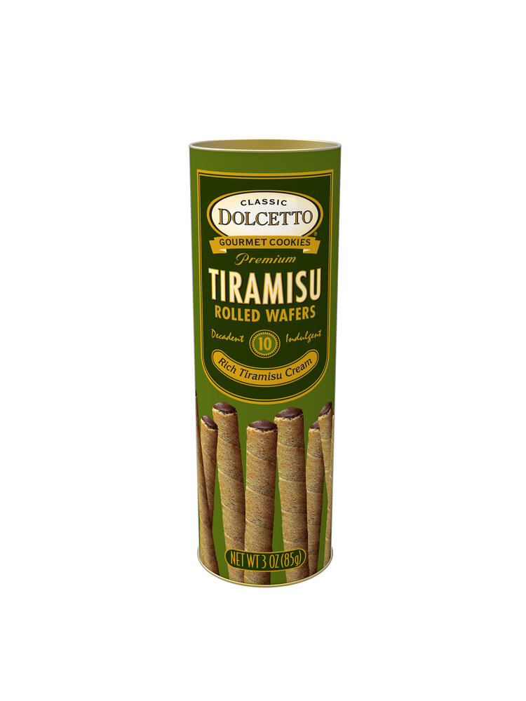 Dolcetto Tiramisu Rolled Wafers 3oz Tin Can