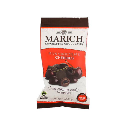 Marich Milk Chocolate Cherries 2oz Bag, Hollister, California Marich Milk Chocolate Cherries 2oz Bag, Hollister, California
