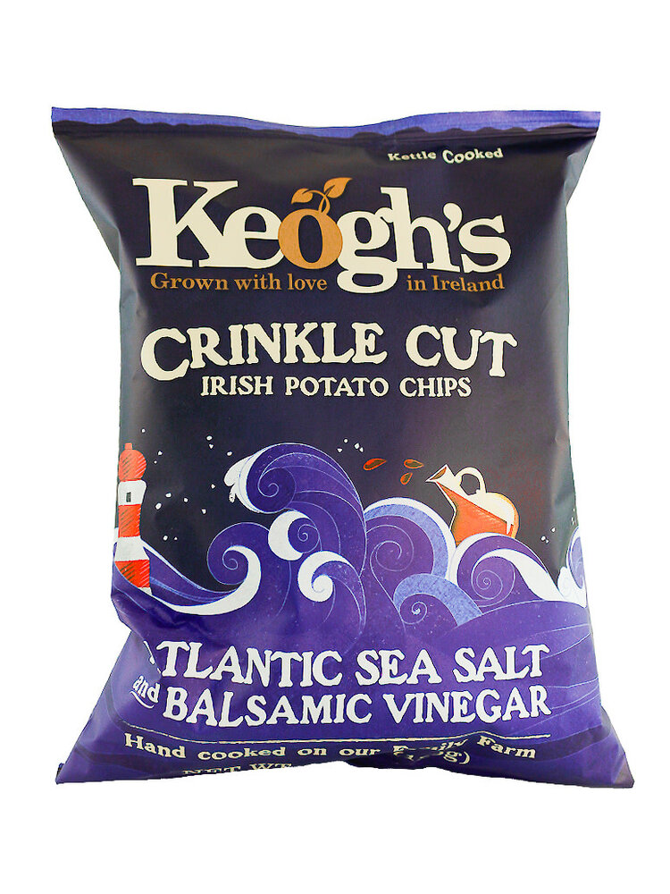 Keogh's "Atlantic Sea Salt And Balsamic Vinegar" Crinkle Cut Irish Potato Chips 4.4oz Bag, Ireland