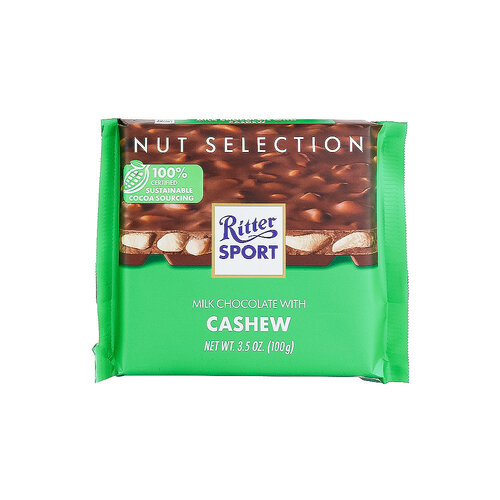 Ritter Sport Milk Chocolate With Cashew Bar 3.5oz, Germany Ritter Sport Milk Chocolate With Cashew Bar 3.5oz, Germany