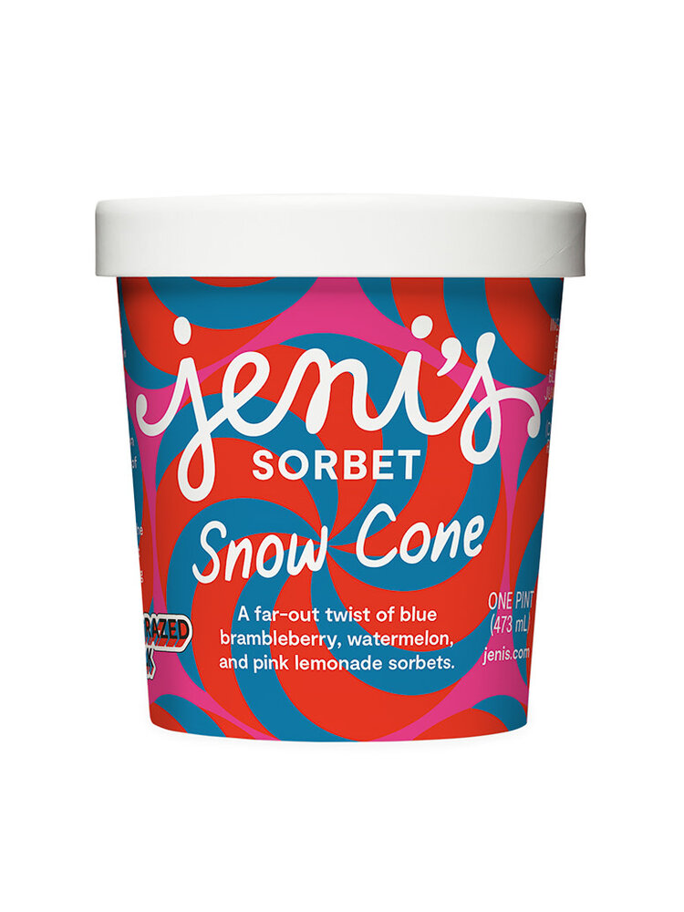 Jeni's "Snow Cone" Sorbet, Twist of Blue Brambleberry, Watermelon & Pink Lemonade Pint, Ohio