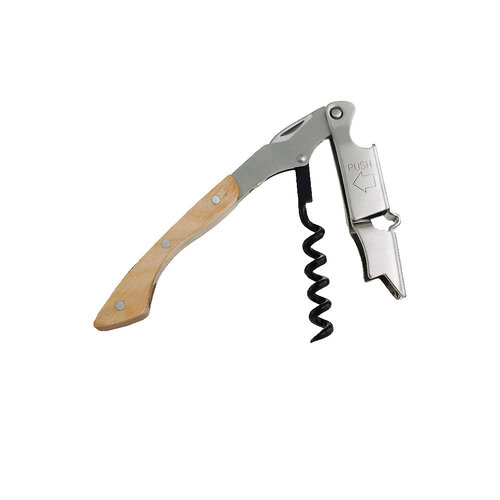 Coutale Double Lever Wood Handle Corkscrew Opener