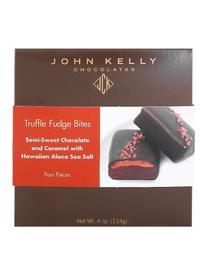 John Kelly 4 Piece Semi-Sweet Chocolate And Caramel With Hawaiian Alaea Sea Salt Truffle Fudge Bites, Los Angeles, California