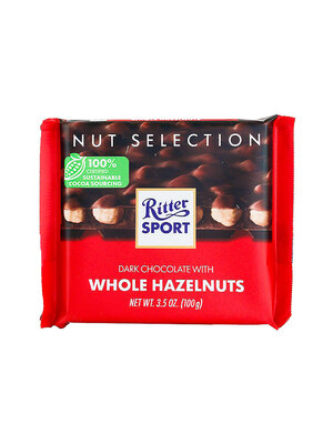 Ritter Sport "Dunkle Voll-Nuss" Dark Chocolate With Whole Hazelnuts Bar 3.5oz, Germany