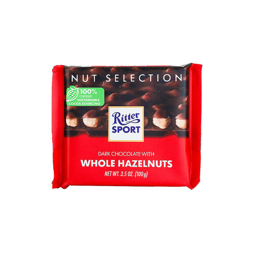 Ritter Sport Dark Chocolate With Whole Hazelnuts Bar 3.5oz, Germany Ritter Sport Dark Chocolate With Whole Hazelnuts Bar 3.5oz, Germany