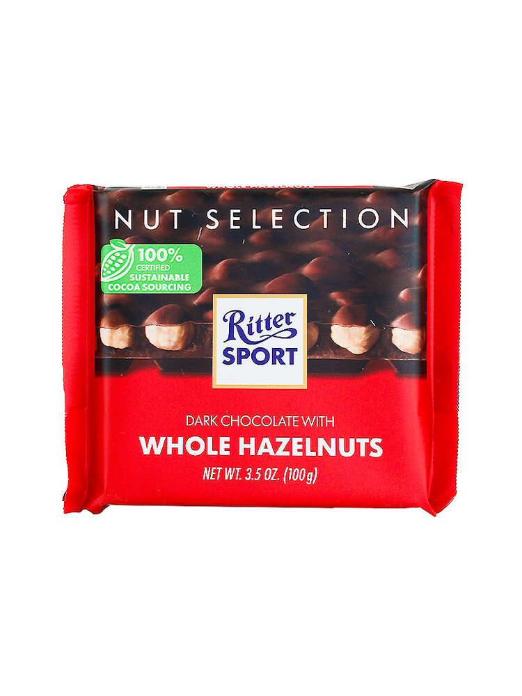 Ritter Sport Dark Chocolate With Whole Hazelnuts Bar 3.5oz, Germany