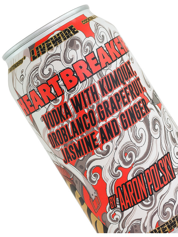 Livewire "Heartbreaker" Vodka With Kumquat, Oroblanco Grapefruit, Jasmine And Ginger 355ml Can, Ventura, California