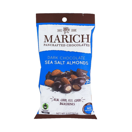Marich Dark Chocolate Sea Salt Almonds 2oz Bag, Hollister, California Marich Dark Chocolate Sea Salt Almonds 2oz Bag, Hollister, California
