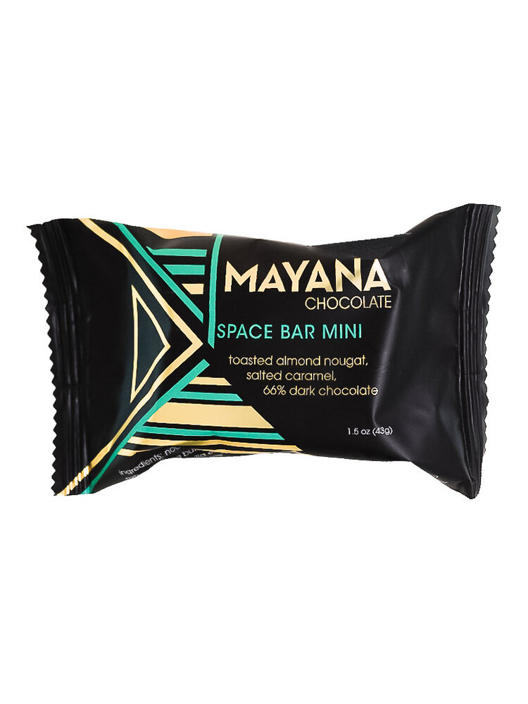 Mayana Chocolate "Space Bar" Toasted Almond Nougat, Salted Caramel, Dark Chocolate 1.5oz Bar, Spooner, Wisconsin