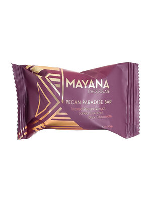 Mayana Chocolate "Pecan Paradise" Toasted Pecan Nougat, Salted Caramel, Dark Chocolate 1.5oz Bar, Spooner, Wisconsin