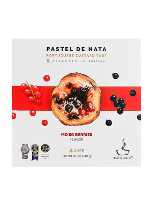 Nata Pura Pastel De Nata "Mixed Berries" Portuguese Custard Tart 4 Pieces, Portugal