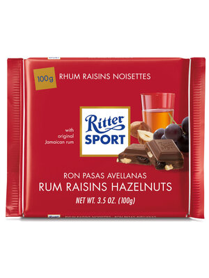 Ritter Sport Rum Raisins Hazelnut Chocolate Bar 3.5oz, Germany