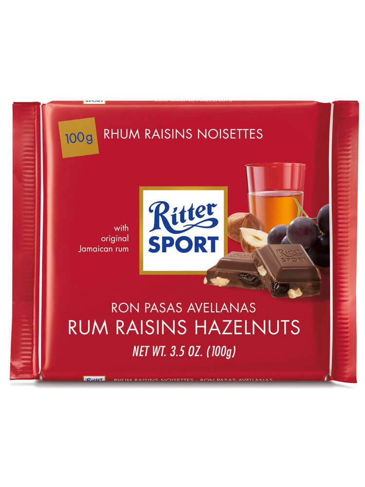 Ritter Sport Rum Raisins Hazelnut Chocolate Bar 3.5oz, Germany