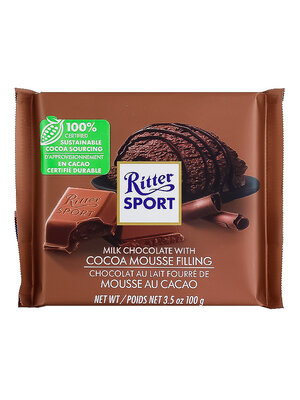 Ritter Sport Milk Chocolate With Cocoa Mousse Chocolate Bar 3.5oz, Germany