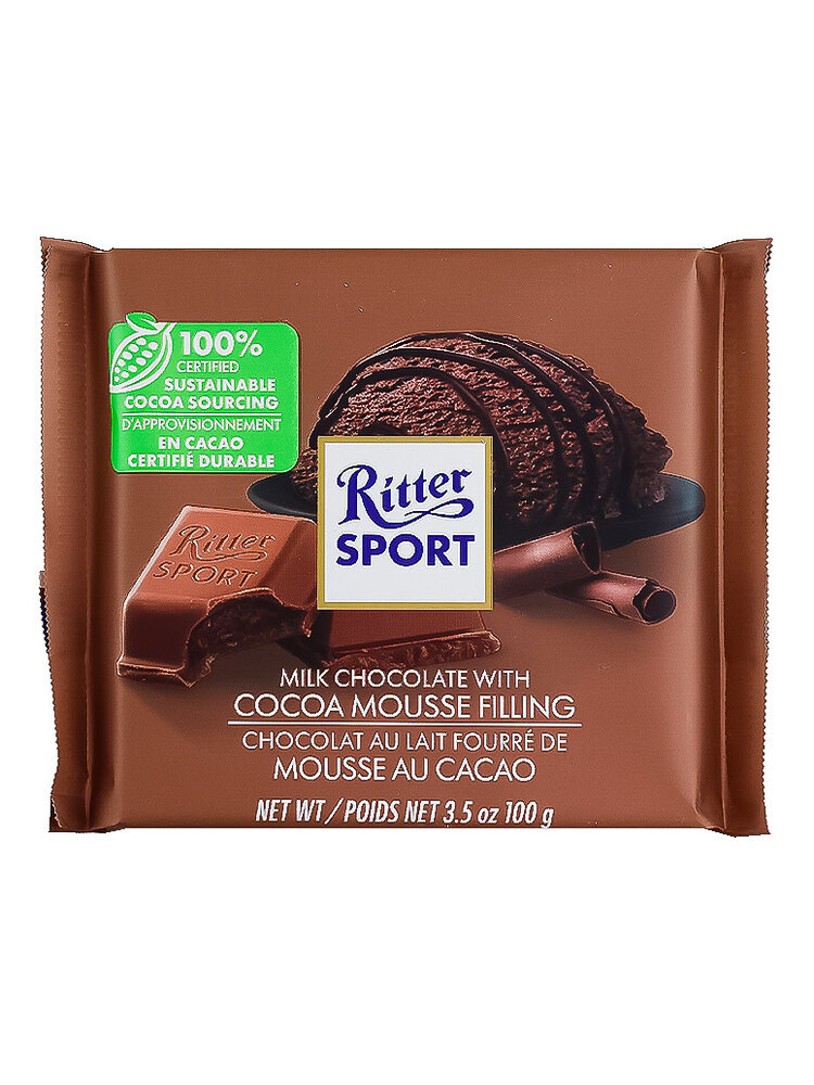 Ritter Sport Milk Chocolate With Cocoa Mousse Chocolate Bar 3.5oz, Germany