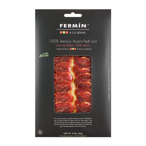 Fermin Iberico Acorn-Fed Dry-Cured Loin Sliced "Lomo de Bellota" 2oz Package, Spain Fermin Iberico Acorn-Fed Dry-Cured Loin Sliced "Lomo de Bellota" 2oz Package, Spain
