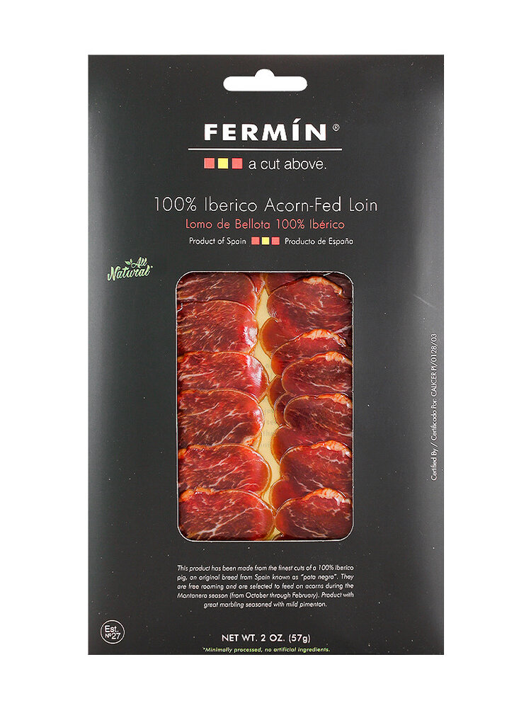 Fermin Iberico Acorn-Fed Dry-Cured Loin Sliced "Lomo de Bellota" 2oz Package, Spain