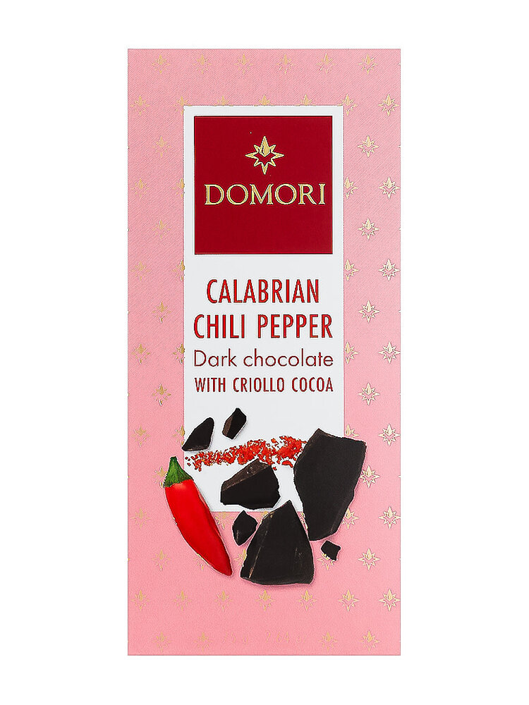 Domori Calabrian Chili Pepper Dark Chocolate With Criollo Cocoa 2.64oz Bar, Italy