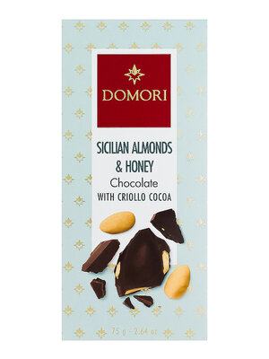 Domori Sicilian Almonds & Honey Chocolate With Criollo Cocoa 2.64oz Bar, Italy