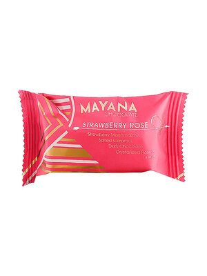 Mayana Chocolate "Strawberry Rose" Strawberry Marshmallow, Salted Caramel, Dark Chocolate, Crystalized Rose 1.4oz Bar, Spooner, Wisconsin