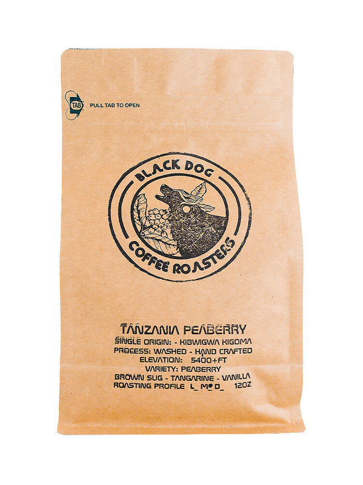 Black Dog Coffee Roasters "Tanzania" Whole Coffee Bean 12oz Bag, Signal Hill, California