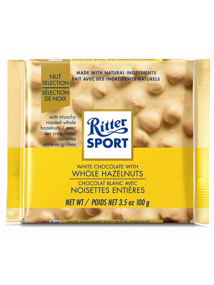 Ritter Sport White Chocolate Whole Hazelnut 3.5oz Bar,