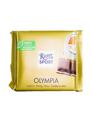 Ritter Sport "Olympia" Milk Chocolate, Yogurt, Honey, Crunchy Hazelnuts 3.5oz Bar, Germany