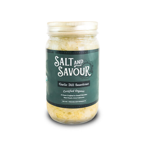 Salt And Savour Garlic Dill Sauerkraut 16oz Jar, Dunsmuir, California Salt And Savour Garlic Dill Sauerkraut 16oz Jar, Dunsmuir, California