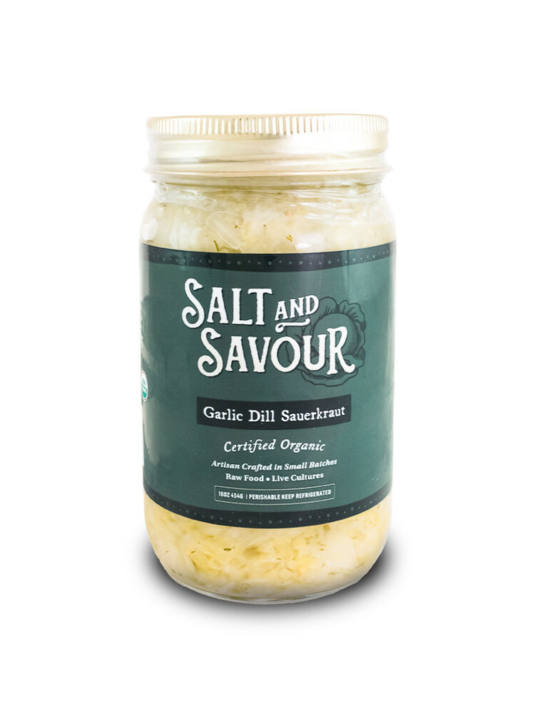Salt And Savour Garlic Dill Sauerkraut 16oz Jar, Dunsmuir, California