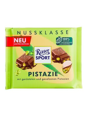 Ritter Sport "Pistazie" Milk Chocolate With Pistachio 3.5oz Bar, Germany Ritter Sport "Pistazie" Milk Chocolate With Pistachio 3.5oz Bar, Germany