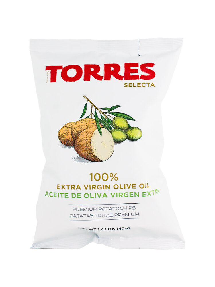 Torres Extra Virgin Olive Oil Potato Chips 1.41oz Bag, Spain