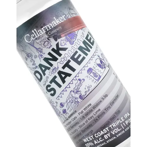 Cellarmaker Brewing "Dank Statement" West Coast Triple IPA 16oz Can - San Francisco, CA Cellarmaker Brewing "Dank Statement" West Coast Triple IPA 16oz Can - San Francisco, CA
