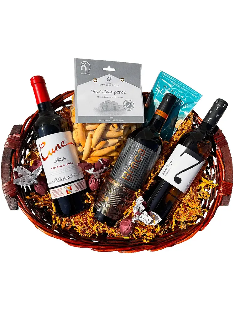 "Viva Espana" 2 Bottle Spanish Wine Picnic Basket