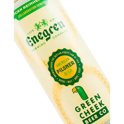 Enegren Brewing/Green Cheek Beer "American Reinheitsgebot" American Pilsner 16oz Cans - Moorpark, CA Enegren Brewing/Green Cheek Beer "American Reinheitsgebot" American Pilsner 16oz Cans - Moorpark, CA