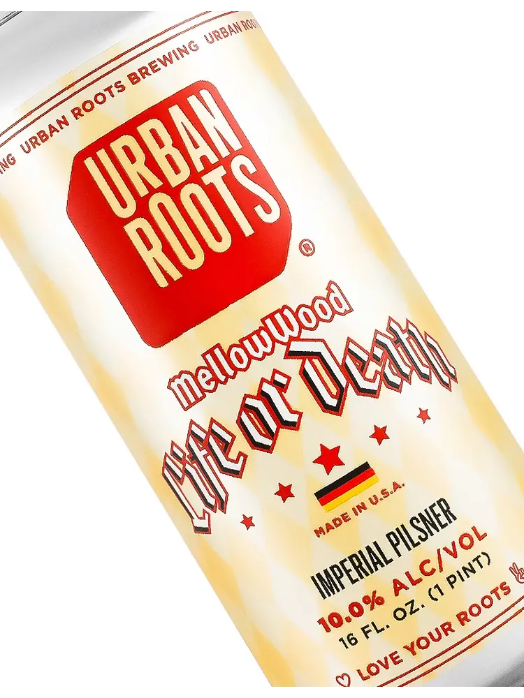 Urban Roots Brewing "MellowWood Life Or Death" Imperial Pilsner 16oz Can - Sacramento, CA