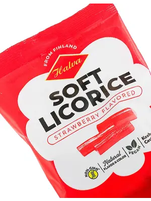 Halva "Strawberry" Flavored Soft Licorice 7oz Bag, Finland
