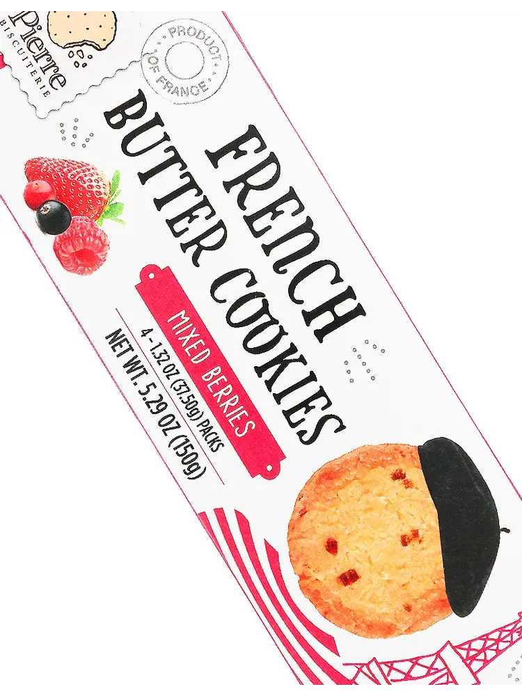 Pierre Biscuiterie "Mixed Berries" French Butter Cookies 5.29oz Box, France