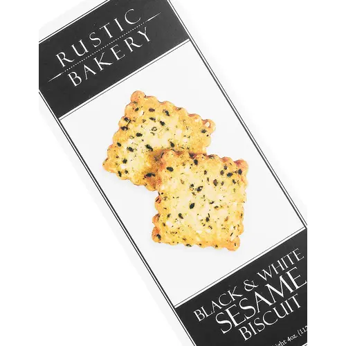Rustic Bakery "Black & White" Sesame Biscuit 4oz Box, Petaluma, California Rustic Bakery "Black & White" Sesame Biscuit 4oz Box, Petaluma, California