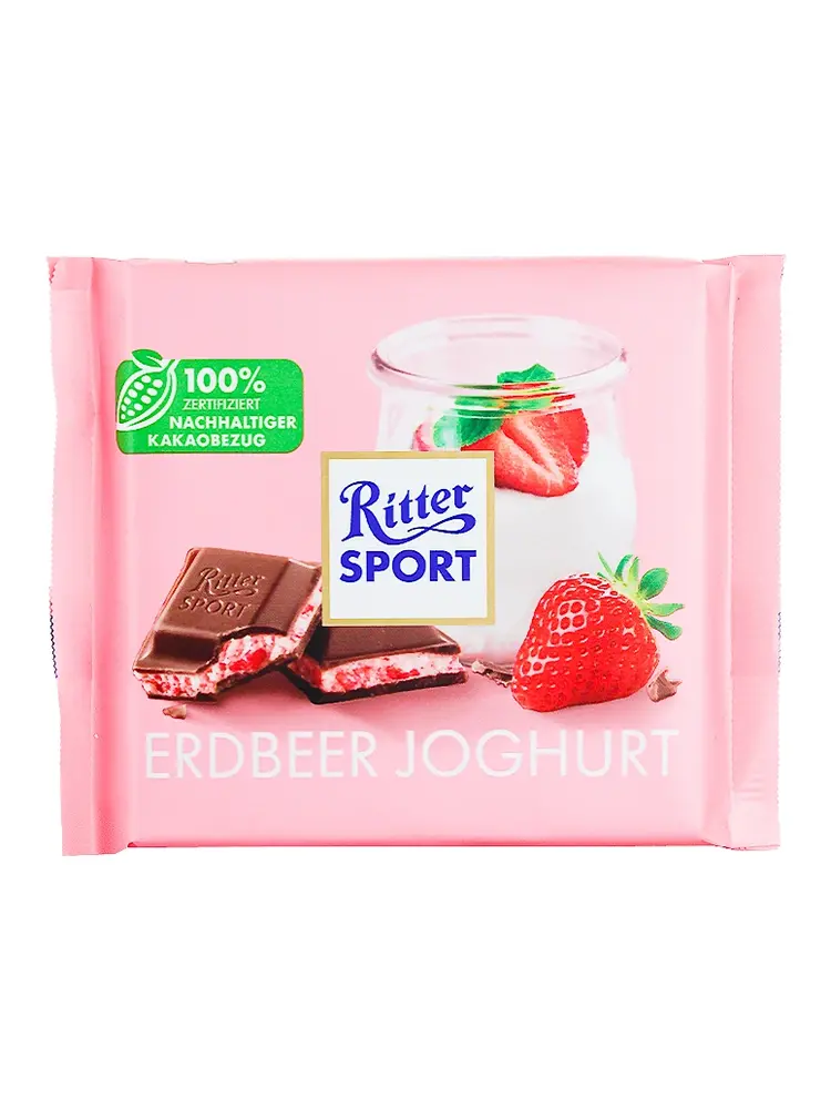 Ritter Sport "Erdbeer Joghurt" (Strawberries & Yogurt) 3.5oz Bar, Germany