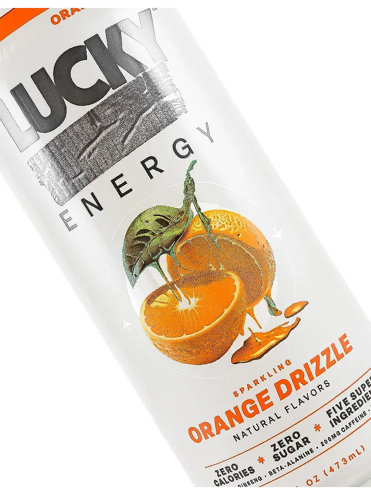 Lucky Energy "Orange Drizzle" Sparkling 16oz Can, Austin, Texas